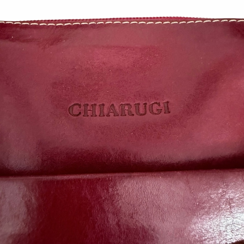 CHIARUGI Red Calvino Full Grain Leather Crossbody Shoulder Bag Italy os - Picture 4 of 14